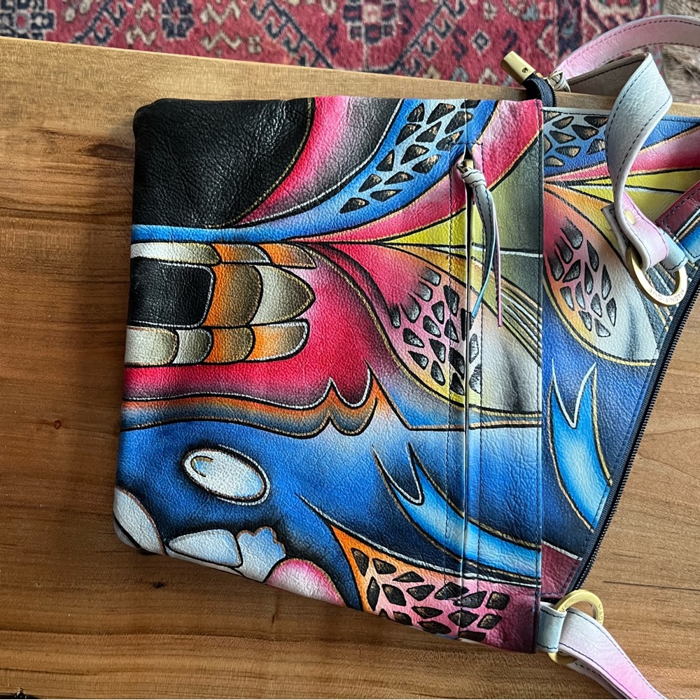Hand painted boho leather crossbody